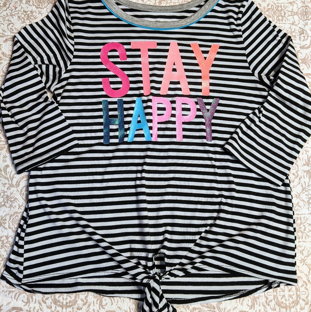 Stay Happy girls shirt 16 youth tie top
